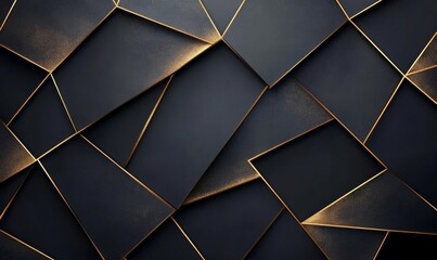 Abstract golden lines on black BG. Luxury universal frame. Premium 3d design. Geometric triangle borders with copy space in center. Right left down up, Generative AI