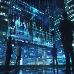 Poster - Financial Data Visualization with Silhouettes of People