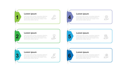  Design template infographic vector element with 6 step process suitable for business information and web presentation