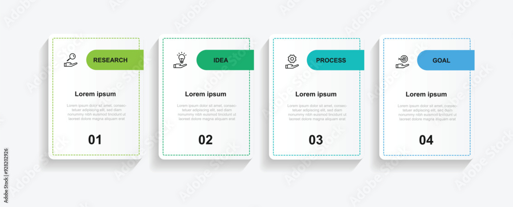 Design template infographic vector element with 4 step process or ...
