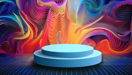 Wall Mural - ai generative of 3d podium with psychedelic background