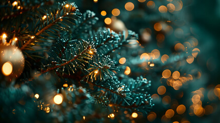 Wall Mural - christmas tree and fir with christmas tree decoration and balls