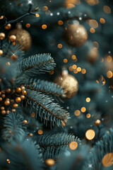 Wall Mural - christmas tree and fir with christmas tree decoration and balls