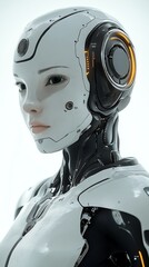 Aufkleber - Futuristic Robot Woman Portrait.