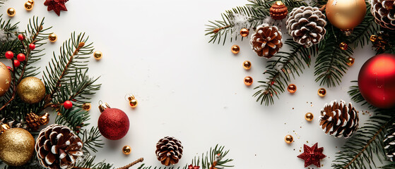 Wall Mural - wallpaper with white isolated background and chistmas decoration