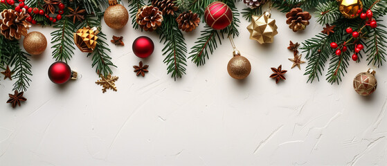 Wall Mural - wallpaper with white isolated background and chistmas decoration