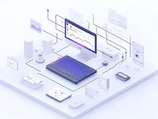 Leinwandbilder - Isometric Digital Marketing Workspace.