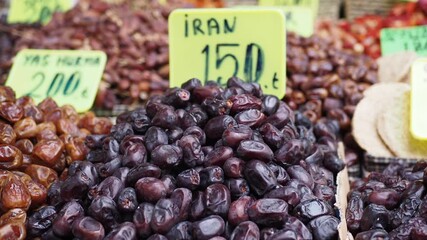 Poster -  many date fruits display for sale at local market 