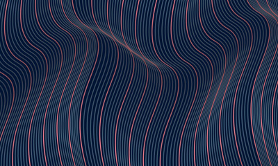 Wall Mural - dark abstract background with 3d dynamic wave line vector illustration. shiny moving lines design el
