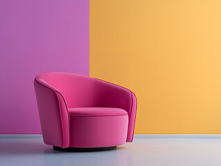 Wall Mural - Pink armchair in colorful living room wall trendy interior