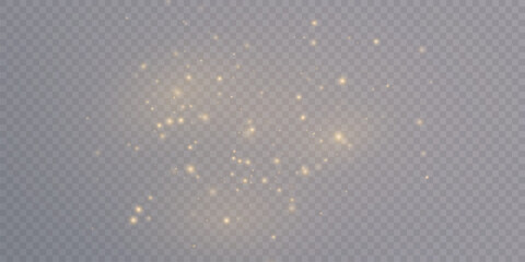 Aufkleber - Glowing golden dust bokeh with reflections. Christmas glowing bokeh and glitter overlay texture for your design on transparent background. Golden particles abstract vector background.	