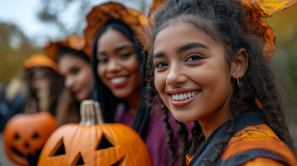 young american indigenous people with fashionable tribal traditional clothes