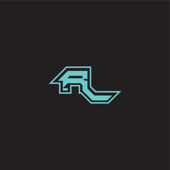 dynamic gaming monogram logo sporty and bold concept RL blue esport letter