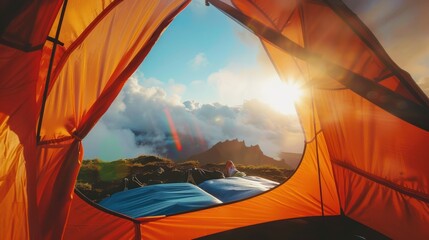 Wall Mural - Sunrise View From a Tent