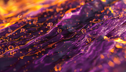 Sticker - Abstract purple and orange liquid with bubbles.