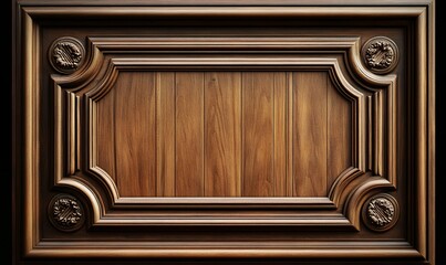 Luxury wood paneling background or texture. highly crafted classic  traditional wood paneling, with a frame pattern, often seen in courtrooms, premium hotels, and law, Generative AI