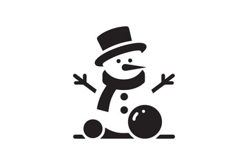 winter snowman Christmas character icon Xmas Snowman vector silhouette