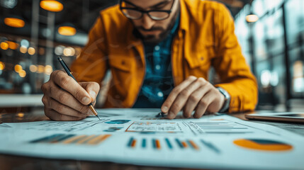 Wall Mural - A businessman sketching a business plan