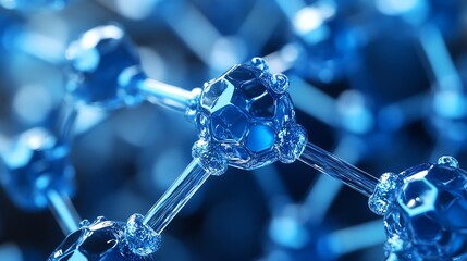Poster - Abstract Blue Molecular Structure.