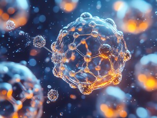 Poster - Abstract Molecular Structure with Bokeh Background.