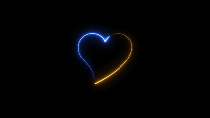 Wall Mural - Abstract glowing neon heart frame loading animation black background 4k video.