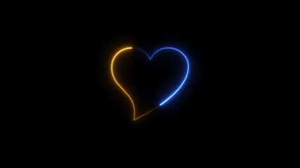 Wall Mural - Abstract glowing neon heart frame loading animation black background 4k video.