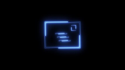 Wall Mural - neon document uploading icon with uploading process sign. file download to website concept design an