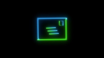 Wall Mural - neon document uploading icon with uploading process sign. file download to website concept design an