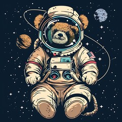 Poster - illustration vector graphic of astronaut teddy