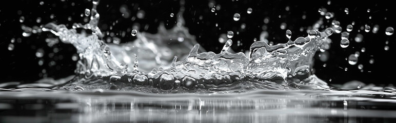 Dramatic Water Splash in High-Speed Photography on Black Background