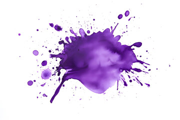 Sticker - Purple watercolor splatter stain isolated on white background