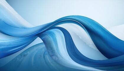 Wall Mural -  Abstract blue and white dynamic waves on a clean background 