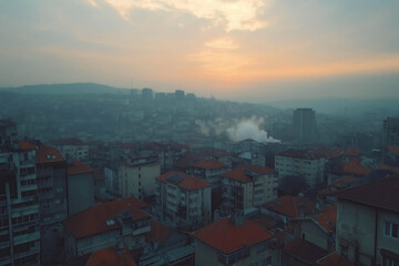 Sticker - Aerial View Of Sarajevo Downtown The Capital Of Bosnia And Herzegovina