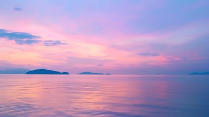 Wall Mural - Pink and Purple Sunset Over a Calm Sea