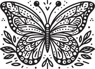 Sticker - A lineart of a butterfly for coloring book illustration