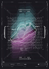 Wall Mural - Tech Abstract poster template with HUD elements. cyber culture, Modern flyer for web and print. hacking, Cyberpunk futuristic poster. programming and virtual environments.