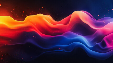 Poster - A colorful wave of light with a blue and red stripe. The colors are bright and vibrant, creating a sense of energy and excitement. The wave appears to be moving and flowing