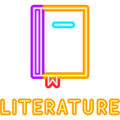 Sticker - Literature Neon Label. Vector Illustration of Education Promotion.