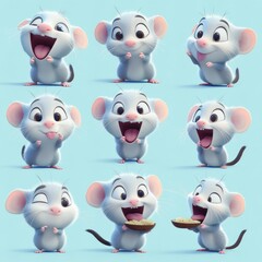 Poster - A cute animated mouse displaying various joyful expressions.