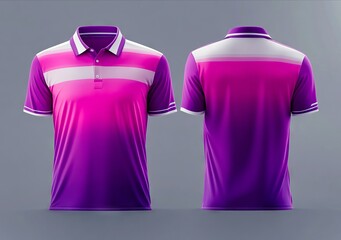 a purple and pink polo shirt with a white stripe on the front and back