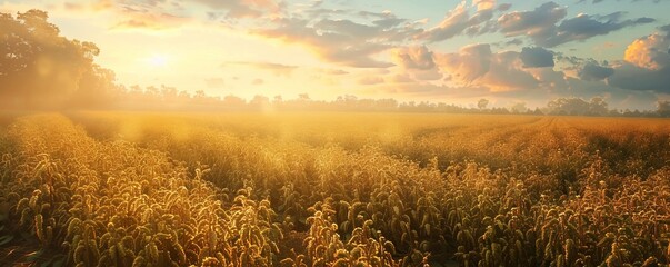 Canvas Print - Fields of soybeans ready for harvest, 4K hyperrealistic photo