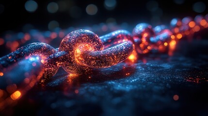 Wall Mural - Glowing Chain with Digital Particles