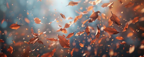 Wall Mural - Crisp autumn leaves rustling in the wind, 4K hyperrealistic photo