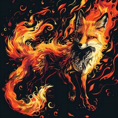 Wall Mural - illustration of fire fox