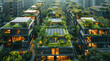 © Atlas - Modern houses with solar panels and trees, created with Generative AI technology