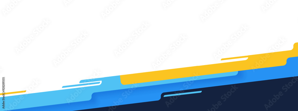 Abstract modern background with blue and yellow stripes and white ...