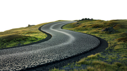 A winding asphalt road on a hill