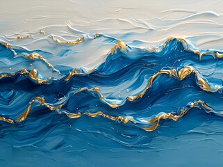 a blue and gold painting. 