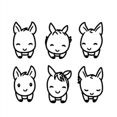 Poster - A collection of cute, smiling animal characters with bunny ears.