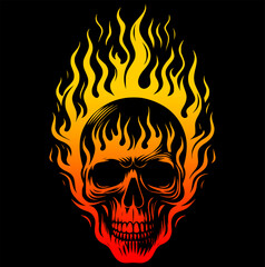 Canvas Print - skull in flames